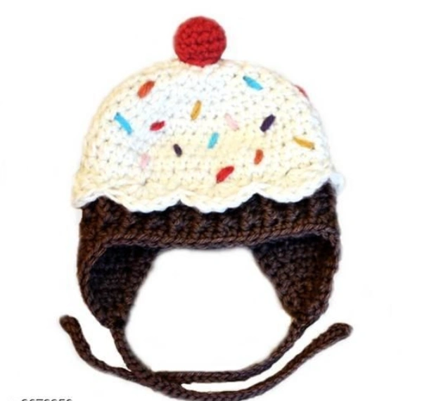  Woolen Hand Knitted Kids Fancy Cap - 6-12 Months